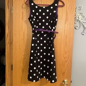 White House Black Market Black and White Polka Dot Midi Dress